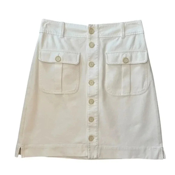 LOFT‎ Women's Beige Button-Front Knee Length Skirt Size 4 Casual - Picture 1 of 7